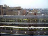 ホテルでの朝　京都駅南側の景色